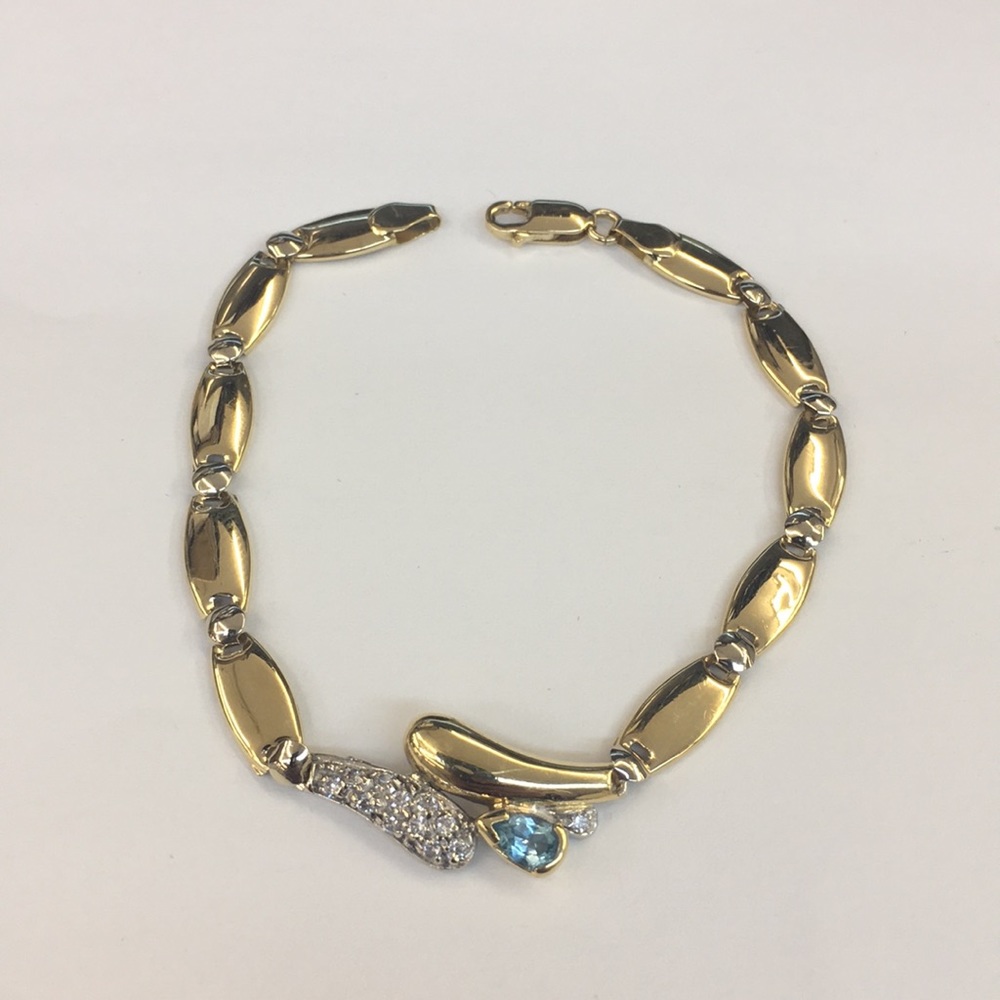 18k Two Tone Gold Bracelet With Cz/Color 💎 - Picture 3 of 5